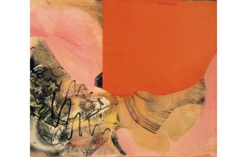 "Orange Scorch", Acrylic, Collage, Resin on Panel (Framed), 30" X 36", 2015